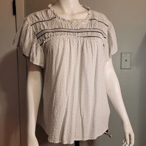 Perch by Blu Pepper Plus Size Embroidered Smocked Tunic Blouse Womens 3XL Breezy